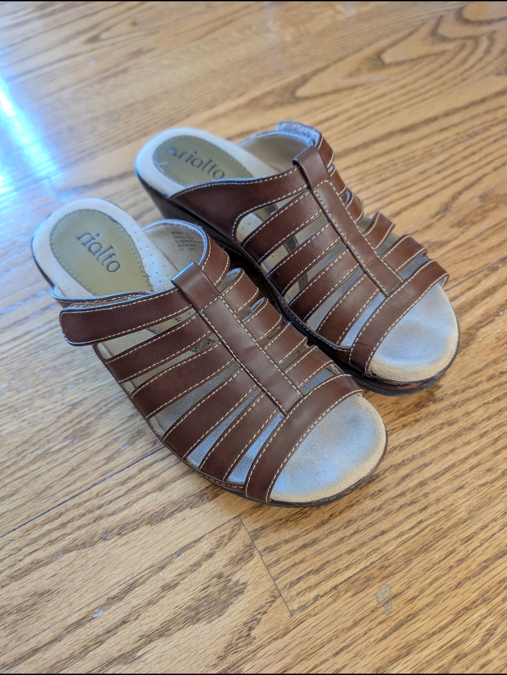 Rialto Valencia Brown Multi-Strap Slide Sandals for Women